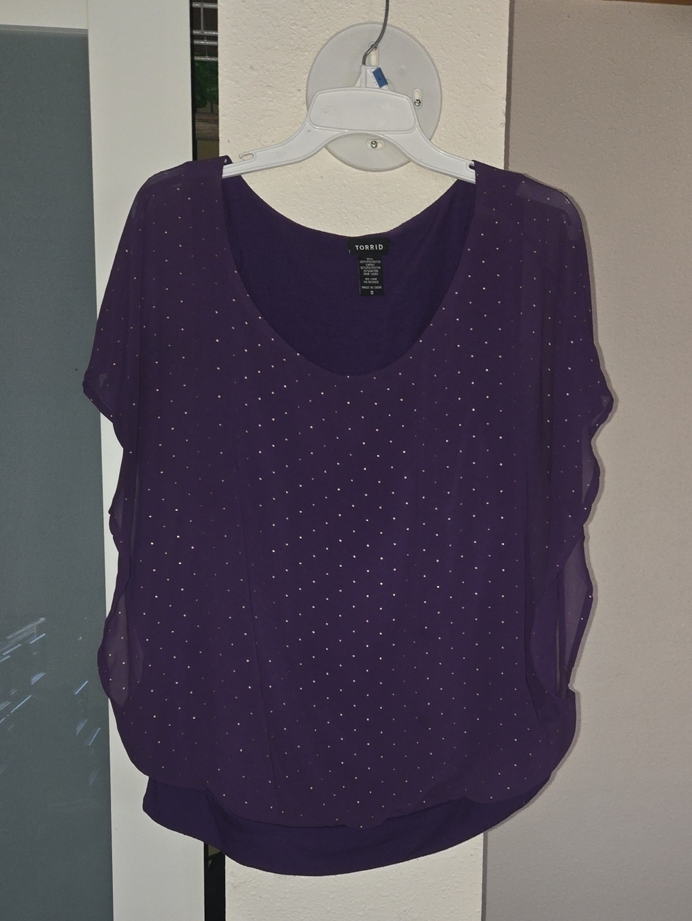 torrid Purple Stud-Embellished Chiffon Blouse